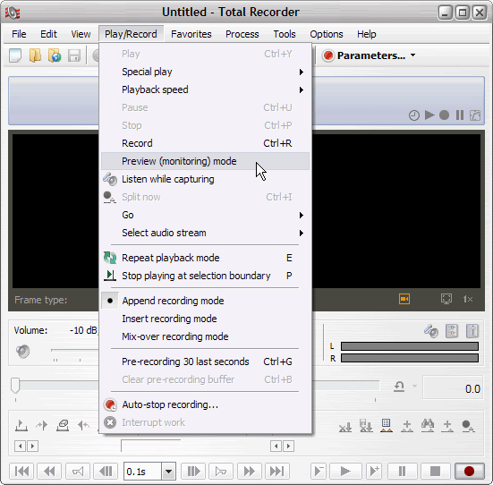 Screen video recording: Monitoring mode